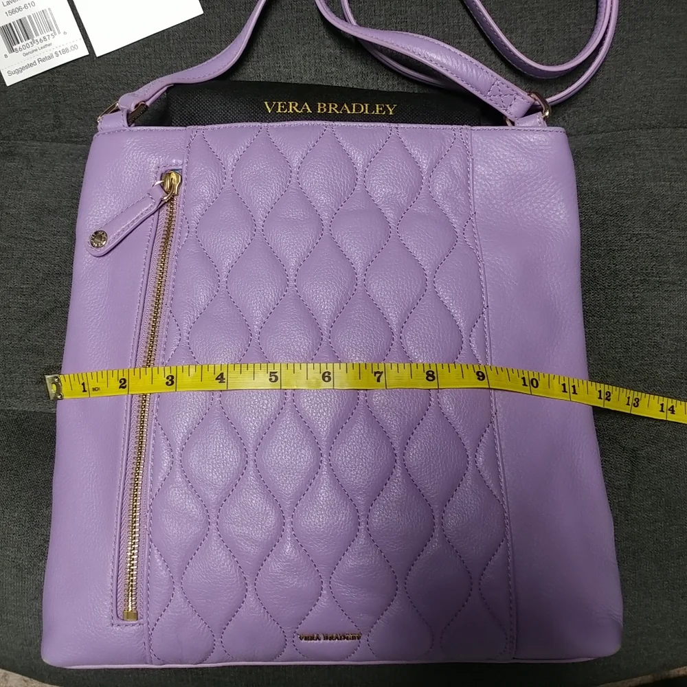 Vera Bradley Genuine Leather Quilted Molly Crossbody Lavender Purple Purse - Picture 11 of 16